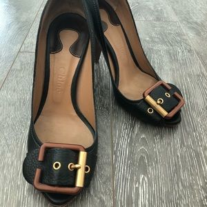 Chloe Black Leather Heels